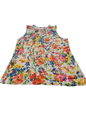 Chaps Sleeveless Shirt Women's PM Petite Floral Keyhole Neck Tank